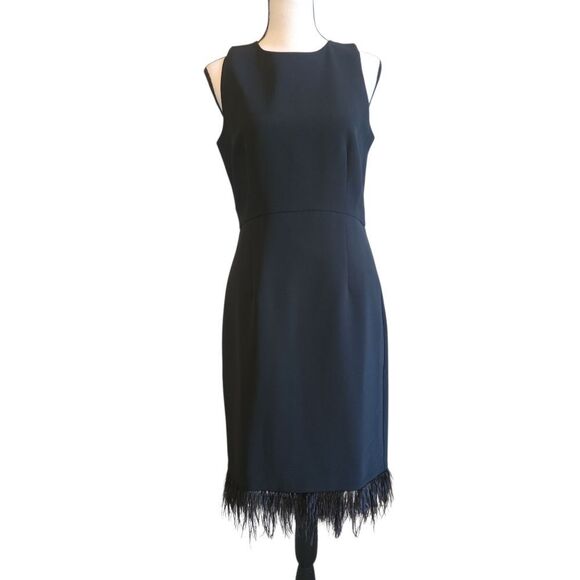 Ann Taylor Black Sleeveless Shell Dress with Feather Hem, Sz. 2 - Picture 1 of 7